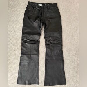 Vintage Diesel Black Leather Flare Pants Size 32
